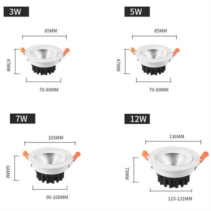 0-10V Dali Dimmable Recessed COB LED Downlight high quality