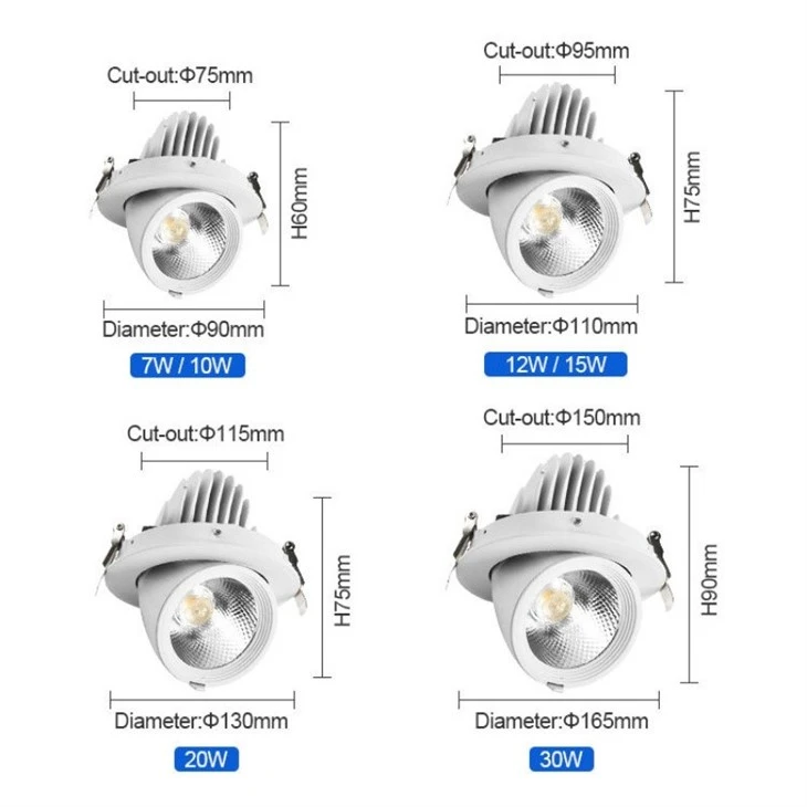 Black White Adjustable Recessed Led Downlight price