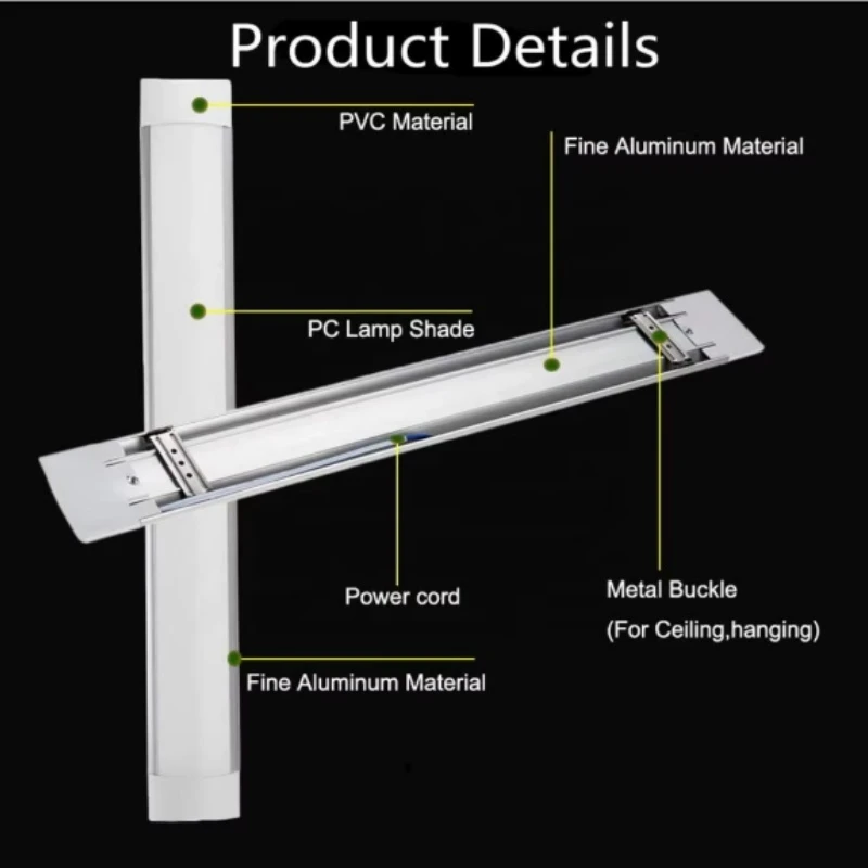 2FT 4FT Aluminum Iron PC Shade LED Batten Lighting 2FT 4FT Aluminum Iron PC Shade LED Batten Lighting