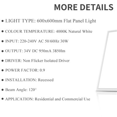 Led Flat Panel Light 220-277V 6000K 12W